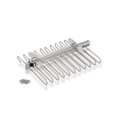B&Q -  Pull-Out Trouser Rack11 RodsFull Extraction GuidesSteelPainted Stone Grey