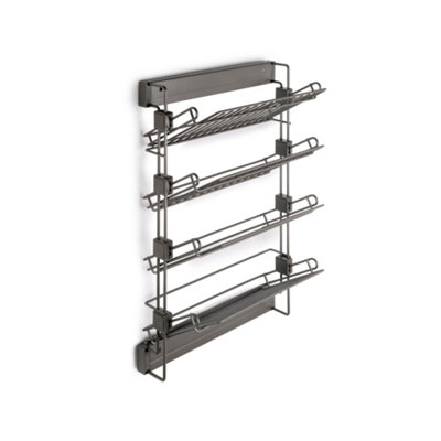 Emuca Pull-Out Lateral Shoe Rack QuartzLeftSteelTitanium from B&Q