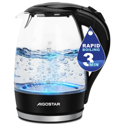 Aigostar Adam 30 Khh Glass Electric Kettle2200 W Fast Boil1.7 L Bpa-Free Water Boiler With Led LightAuto Shut-Off & from B&Q