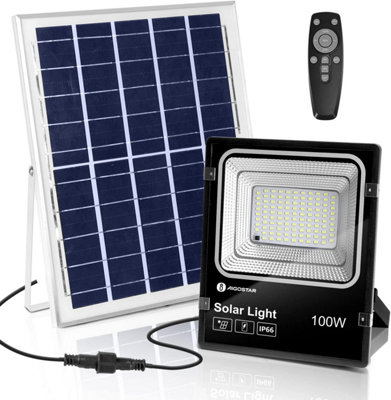 B&Q -  100W Indoor Solar Powered Floodlight Outdoor Ip66 Waterproof Shed Light