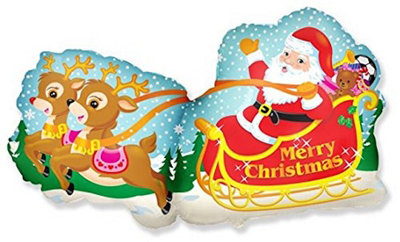 Flexmetal Santa Sleigh 42" Foil Balloon Christmas Party DecorationSuitable For Air Or Helium from B&Q