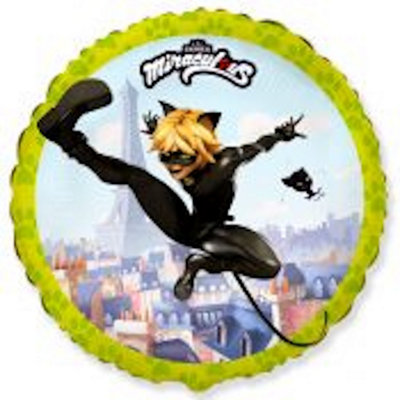 Flexmetal Miraculous Cat Noir 18" Round Foil Balloon Party DecorationSuitable For Air Or Helium from B&Q