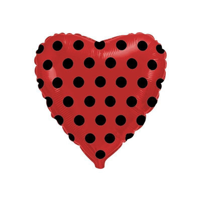 Flexmetal Heart Red With Black Spots 18" Foil Balloon Party DecorationSuitable For Air Or Helium from B&Q