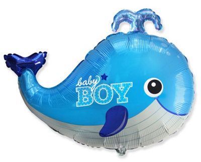 Flexmetal Baby Whale Boy 34" Super Shape Foil Balloon New Baby Party DecorationSuitable For Air Or Helium from B&Q