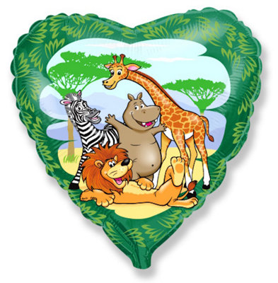 Flexmetal Jungle Friends 18" Heart Foil Balloon Party DecorationSuitable For Air Or Helium from B&Q