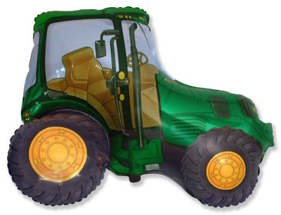 B&Q Green Flexmetal Tractor 37" Super Shape Foil Balloon Party Decoration, Suitable For Air Or Helium Size 37
