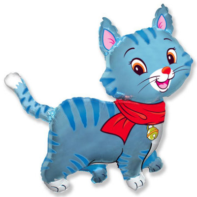 Flexmetal Lovely Cat Blue  37" Super Shape Foil Balloon Party DecorationSuitable For Air Or Helium from B&Q