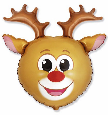 Flexmetal Reindeer Head 29" Super Shape Foil Balloon Party DecorationSuitable For Air Or Helium from B&Q