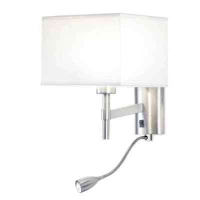 Luminosa Lighting Luminosa Bristol Led 2 Light Indoor Wall Light Satin Nickel With Reading LampE27 from B&Q