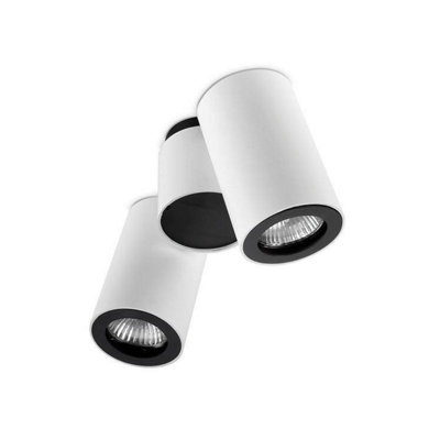 Luminosa Lighting Luminosa Pipe 2 Light Double Adjustable Ceiling Light WhiteBlackGu10 from B&Q