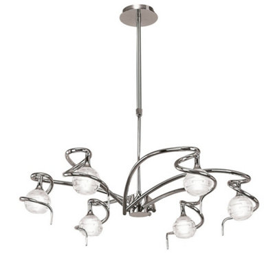 B&Q -  Luminosa Dali Telescopic Ceiling Pendant Semi Flush Convertible 6 Light G9Polished Chrome