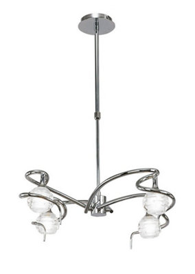 B&Q -  Luminosa Dali Telescopic Ceiling Pendant Semi Flush Convertible 4 Light G9Polished Chrome