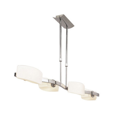 B&Q -  Luminosa Lupa Telescopic Pendant Linear Bar 4 Light G9Polished Chrome/frosted White Glass