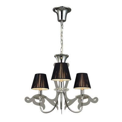 B&Q -  Luminosa Acanto Pendant Round 3 Light E14Polished Chrome With Black Shades