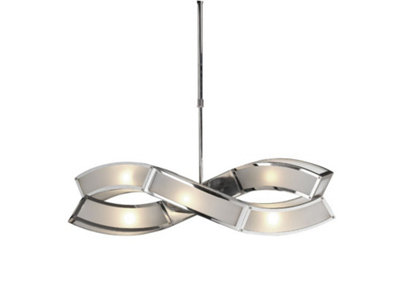 B&Q -  Luminosa Duna E27 Ceiling Pendant 2 Arm 6 Light E27Polished ChromeWhite Acrylic