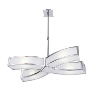 B&Q -  Luminosa Duna E27 Ceiling Pendant 4 Light E27Polished ChromeWhite Acrylic