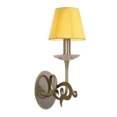 Luminosa Lighting Luminosa Acanto Wall Lamp 1 Light E14Antique Brass With Amber Cream Shade from B&Q