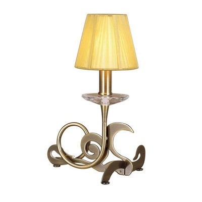 Luminosa Lighting Luminosa Acanto Table Lamp 1 Light E14Antique Brass With Amber Cream Shade from B&Q