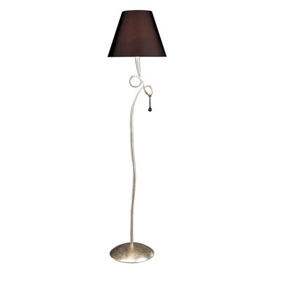 Luminosa Lighting Luminosa Paola Floor Lamp 1 Light E27Silver Painted With Black Shade & Black Glass Droplets from B&Q