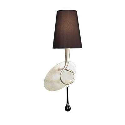Luminosa Lighting Luminosa Paola Wall Lamp 1 Light E14Silver Painted With Black Shade & Black Glass Droplets from B&Q