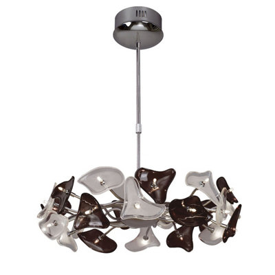 B&Q -  Luminosa Otto Pendant 24 Light G4 RingPolished Chrome/black GlassNot Led/cfl Compatible