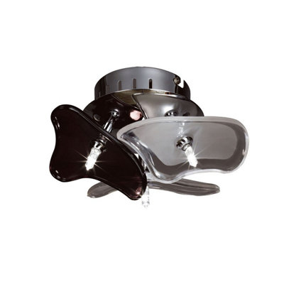 B&Q -  Luminosa Otto Ceiling/wall 3 Light G4 RoundPolished Chrome/black GlassNot Led/cfl Compatible
