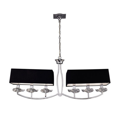 Luminosa Lighting Luminosa Akira Linear Pendant 2 Arm 6 Light E14Polished Chrome With Black Shades from B&Q