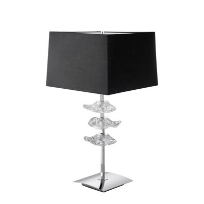 Luminosa Lighting Luminosa Akira Table Lamp 2 Light E27Polished Chrome With Black Shade from B&Q