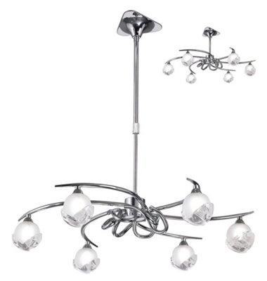 B&Q -  Luminosa Fragma Telescopic Semi Flush Convertible 6 Light G9Polished Chrome
