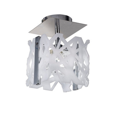 Luminosa Lighting Luminosa Tokio Square Ceiling G9Gloss White/polished Chrome from B&Q