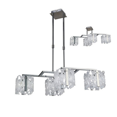 Luminosa Lighting Luminosa Tokio Rectangular Telescopic Convertible To Semi Flush 4 Light G9 LineGloss White/polished Chrome from B&Q