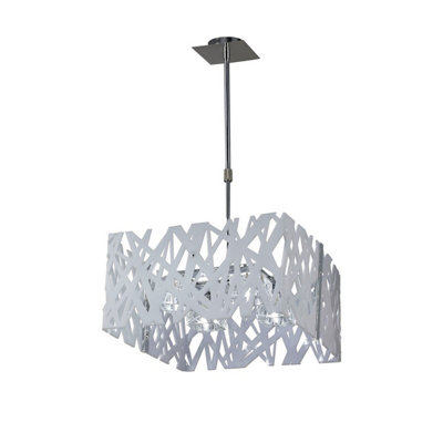 Luminosa Lighting Luminosa Tokio Square Telescopic Convertible To Semi Flush 4 Light G9Gloss White/polished Chrome from B&Q