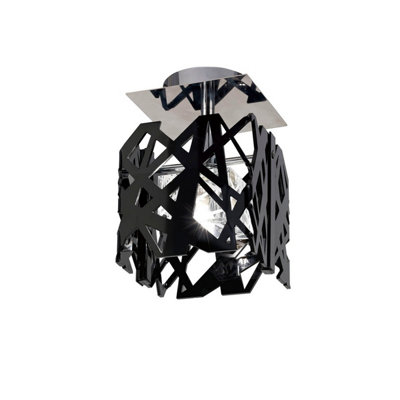 Luminosa Lighting Luminosa Tokio Square Ceiling 1 Light G9Gloss Black/polished Chrome from B&Q