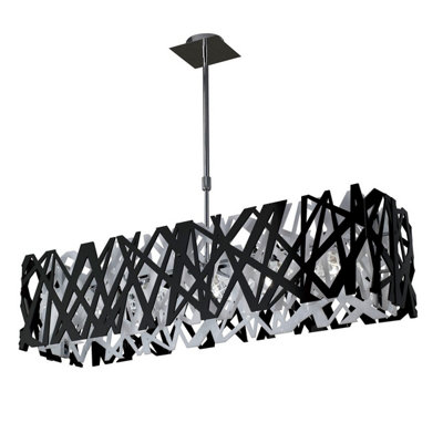 Luminosa Lighting Luminosa Tokio Rectangular Pendant 5 Light G9 Polished Chrome/black/white from B&Q