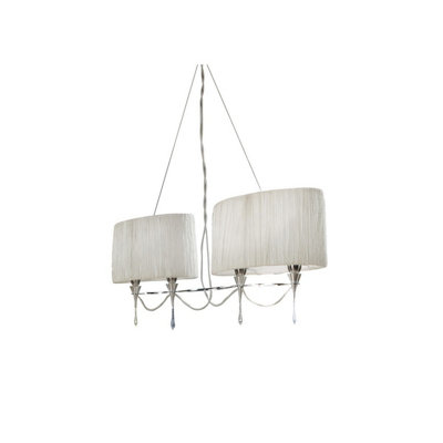 Lucca Linear Pendant 2 Arm 4 Light E27 Line Polished Chrome With White Shades & Clear Crystal Mantra - Image 4