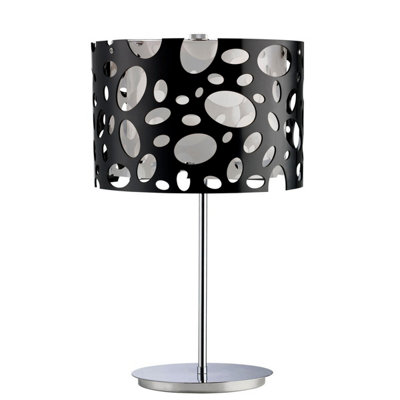 Luminosa Lighting Luminosa Lupin Table Lamp E27Gloss Black/white Acrylic/polished ChromeCfl Lamps Included from B&Q