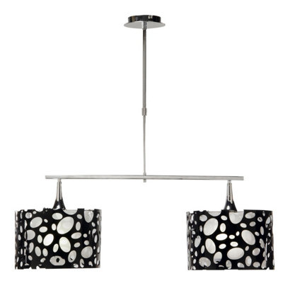 Luminosa Lighting Luminosa Lupin Linear Pendant 2 Light E27Gloss BlackWhite AcrylicPolished Chrome from B&Q