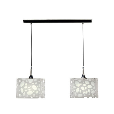 Luminosa Lighting Luminosa Lupin Linear Pendant 2 Light E27 LineGloss White/polished Chrome from B&Q