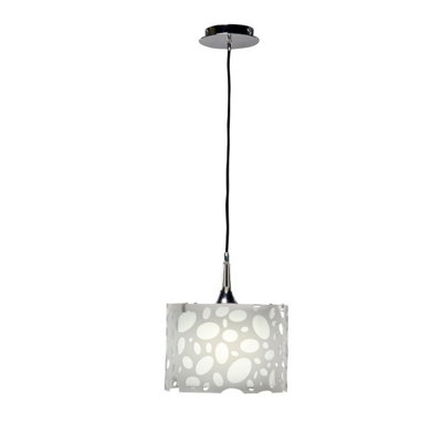 Luminosa Lighting Luminosa Lupin Pendant 1 Light E27Gloss White/polished Chrome from B&Q