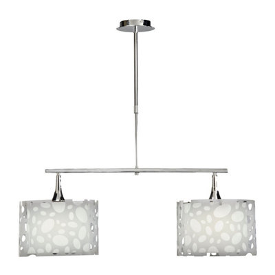 Luminosa Lighting Luminosa Lupin Linear Pendant 2 Light E27 Line LargeGloss WhiteWhite AcrylicPolished Chrome from B&Q