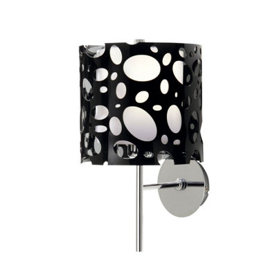 Luminosa Lighting Luminosa Lupin Wall Lamp E27Gloss Black/white Acrylic/polished ChromeCfl Lamps Included from B&Q