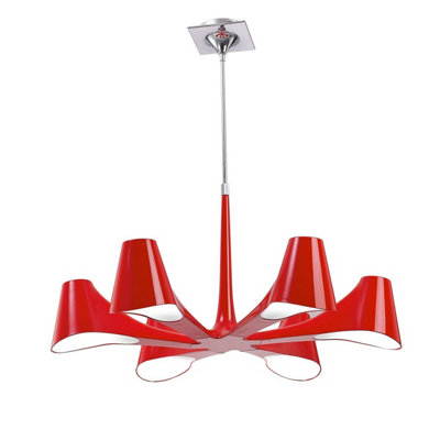 Luminosa Lighting Luminosa Ora Telescopic Convertible To Semi Flush 6 Light E27Gloss Red/polished Chrome from B&Q