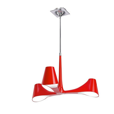 Luminosa Lighting Luminosa Ora Telescopic Convertible To Semi Flush 3 Light E27Gloss Red/polished Chrome from B&Q