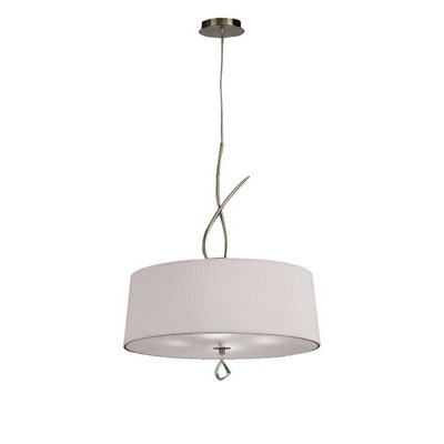 Luminosa Lighting Luminosa Mara Pendant 4 Light E27 RoundAntique Brass With Ivory White Shade from B&Q
