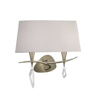 Luminosa Lighting Luminosa Mara Wall Lamp 2 Light E14Antique Brass With Ivory White Shade from B&Q
