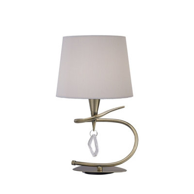 Luminosa Lighting Luminosa Mara Table Lamp E14 LargeAntique Brass Ivory White Shade from B&Q