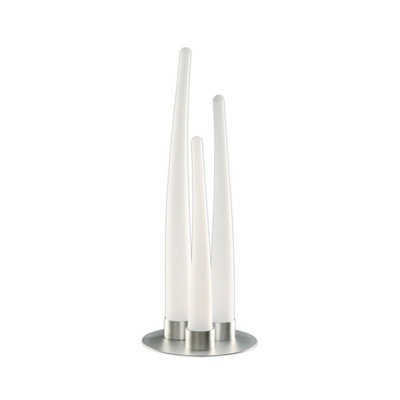Luminosa Lighting Luminosa Estalacta Table Lamp 3 Light Gu10 Indoor/outdoor Ip44Silver/opal White from B&Q
