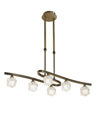 B&Q -  Luminosa Ice Telescopic Semi Flush Convertible 6 Light G9 EcoAntique Brass