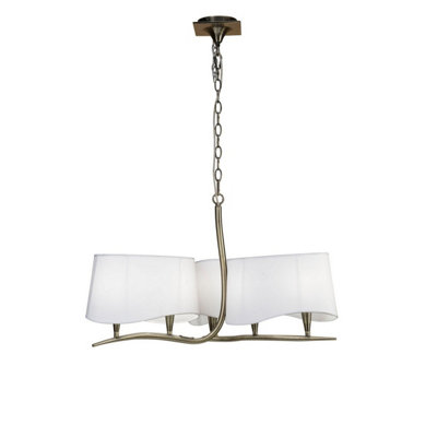 B&Q -  Luminosa Ninette Pendant 3 Arm 6 Light E14Antique Brass With Ivory White Shades