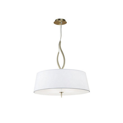 Luminosa Lighting Luminosa Ninette Pendant 4 Light E27Antique Brass With Ivory White Shades from B&Q